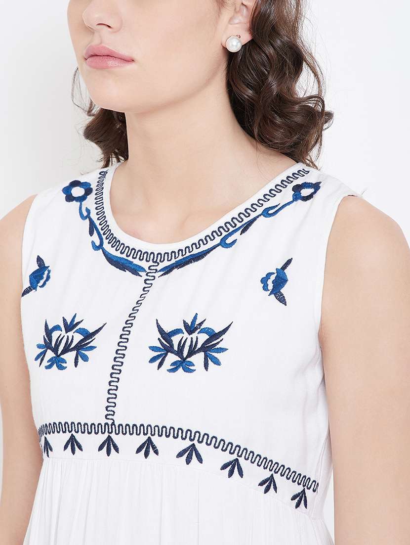 women embroidered sleeveless a-line dress - 22380529 -  Standard Image - 1
