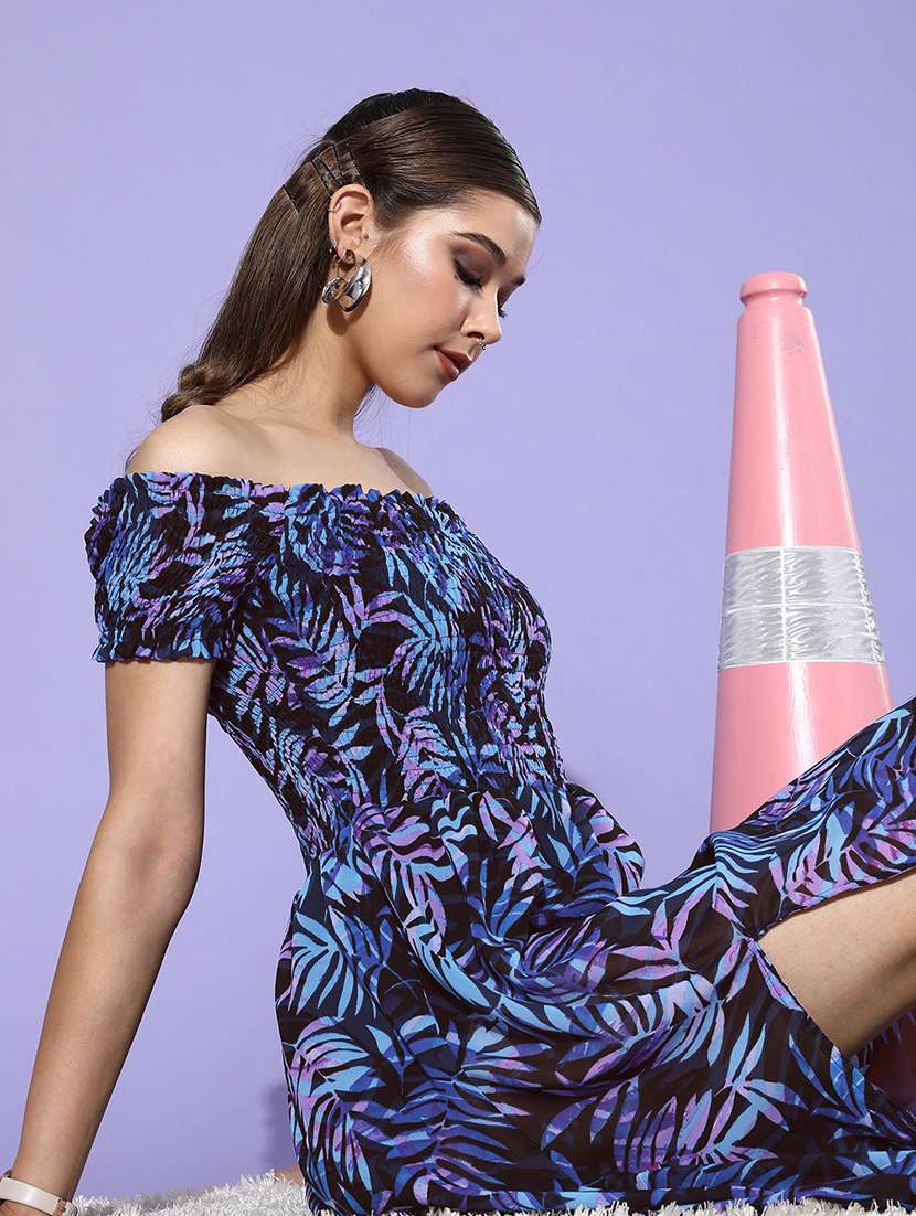 women printed off shoulder a-line dress - 22380553 -  Standard Image - 4