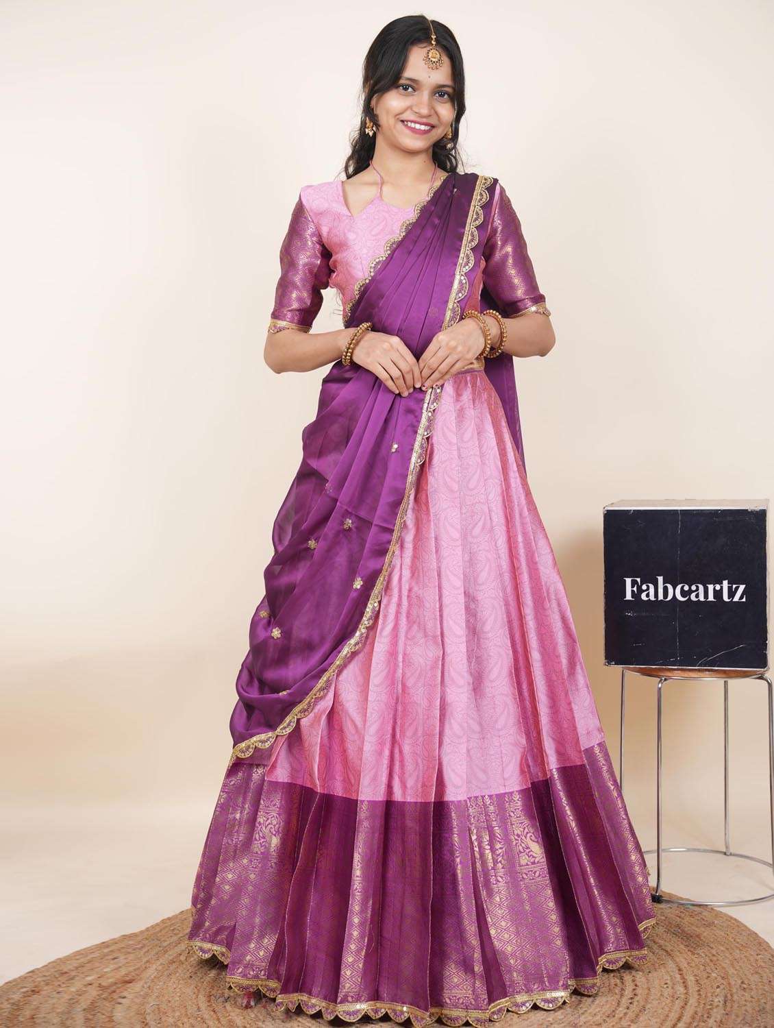 pink silk flared lehenga - 22380560 -  Standard Image - 1