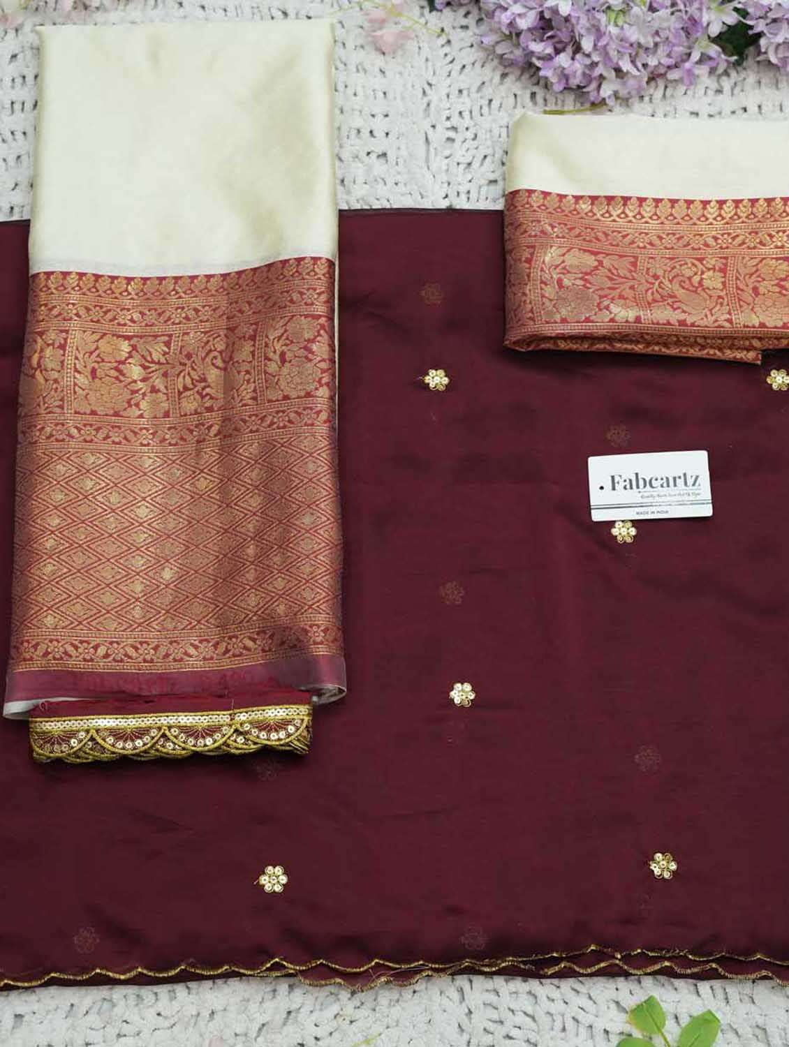 Cream Silk Flared Lehenga - 22380562 -  Standard Image - 4