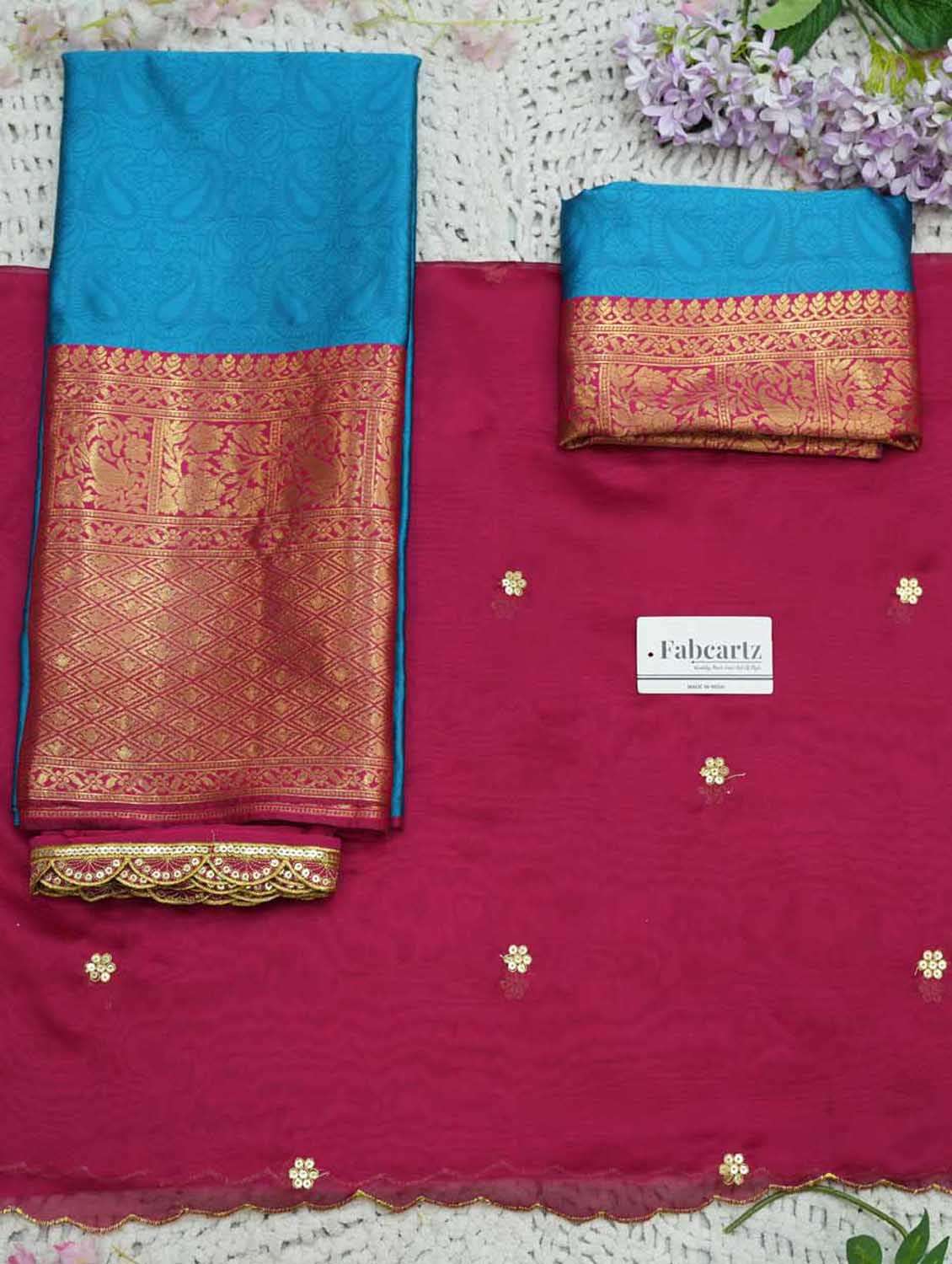 blue silk flared lehenga - 22380563 -  Standard Image - 4