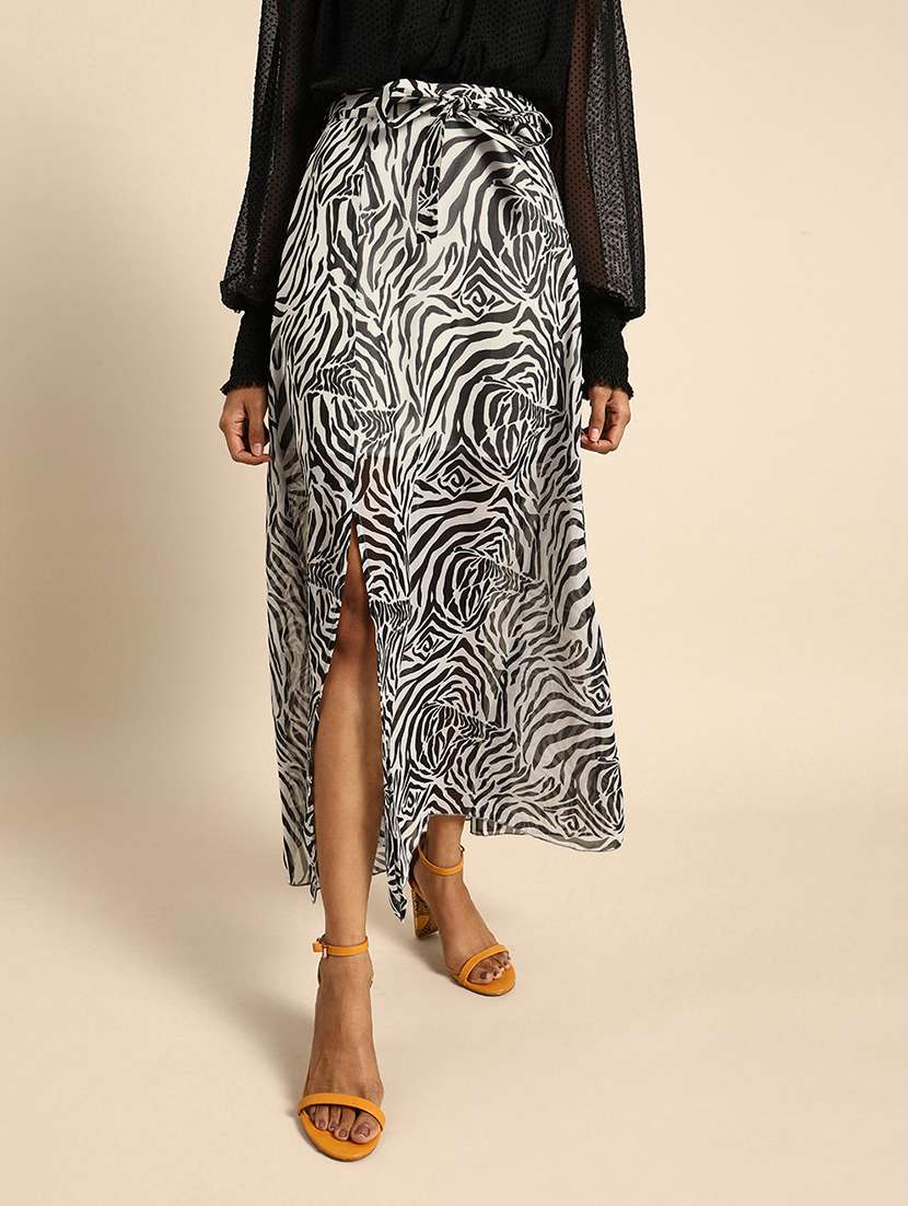 women printed high rise a-line skirt