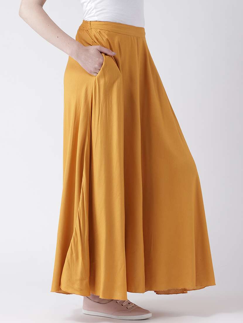 women solid high rise flared skirt - 22380570 -  Standard Image - 1