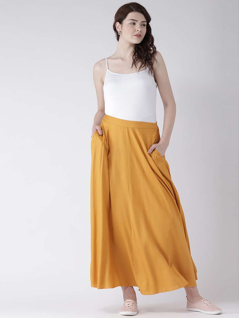 women solid high rise flared skirt - 22380570 -  Standard Image - 4