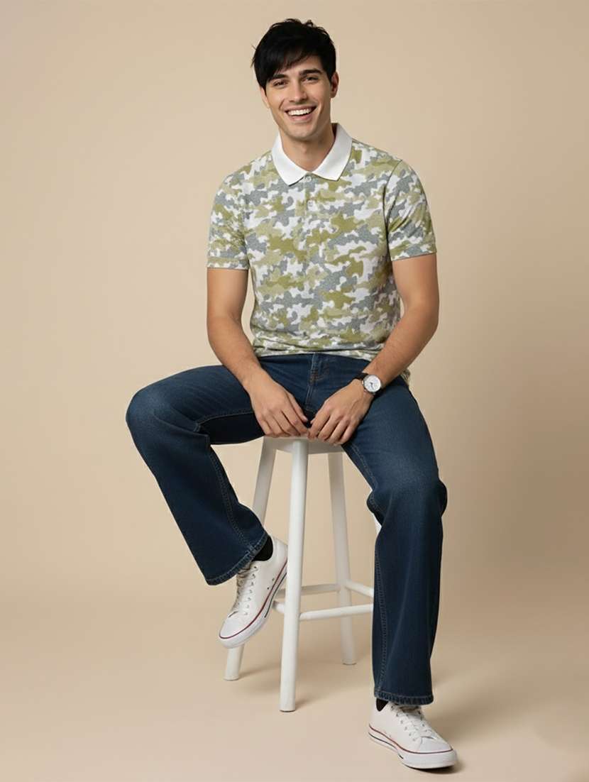 men camouflage short sleeve regular fit polo t-shirt