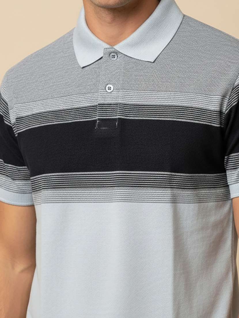 men striped short sleeve regular fit polo t-shirt - 22380662 -  Standard Image - 1