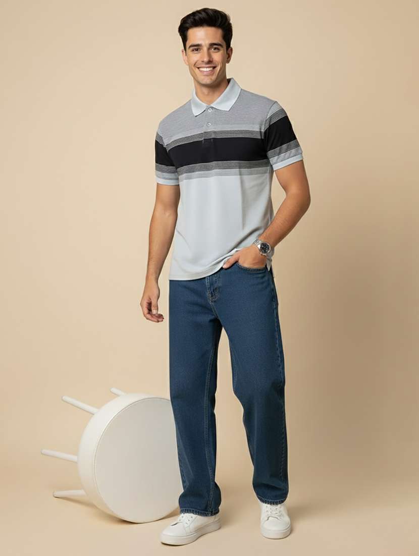 men striped short sleeve regular fit polo t-shirt - 22380662 -  Standard Image - 4