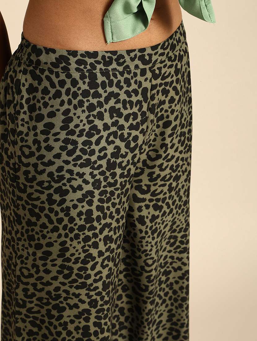 women animal print mid staright palazzo - 22380724 -  Standard Image - 1