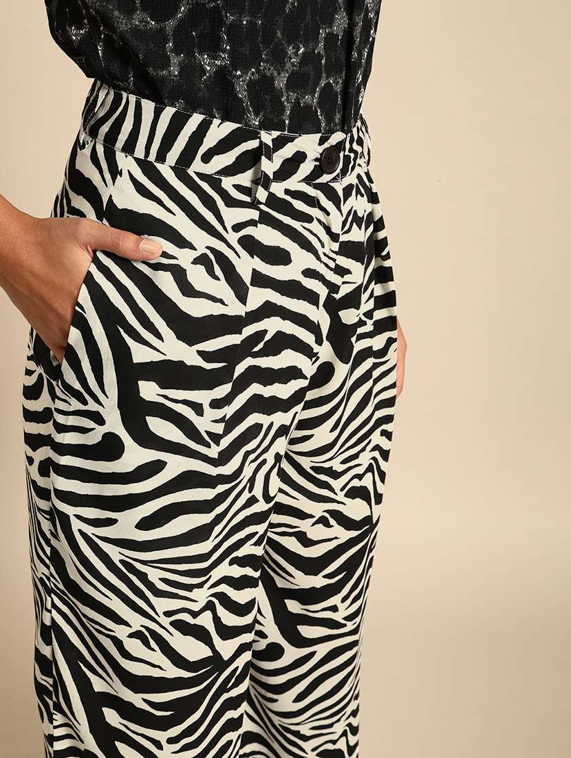 women animal print high rise flared palazzo - 22380725 -  Standard Image - 1