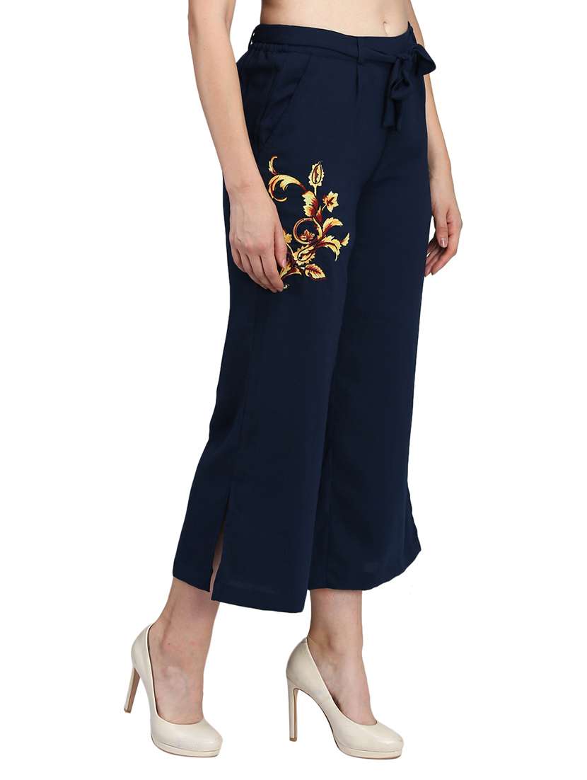 women embroidered mid rise cullotes - 22380730 -  Standard Image - 1