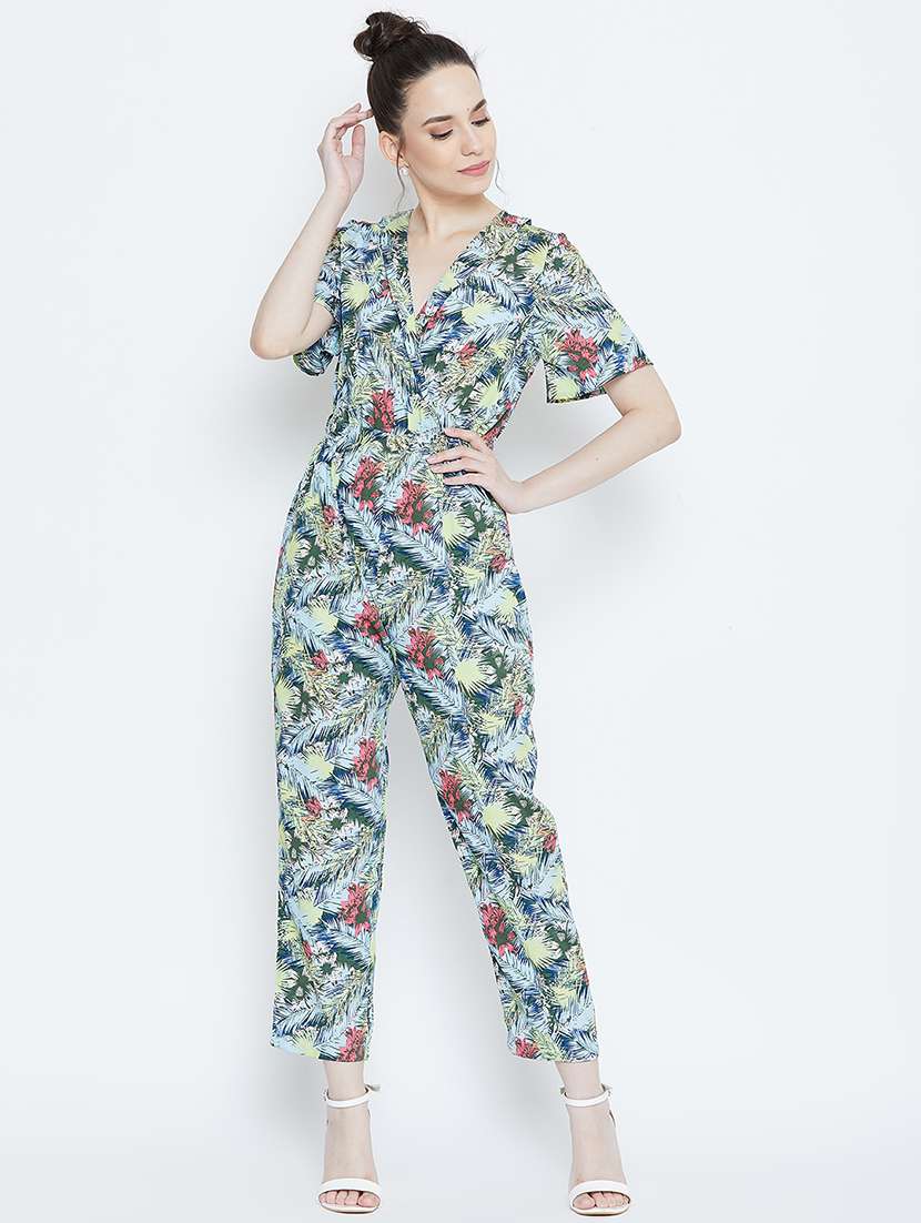 Women Floral Print Short Sleeve Jumpsuit - 22380746 -  Standard Image - 1