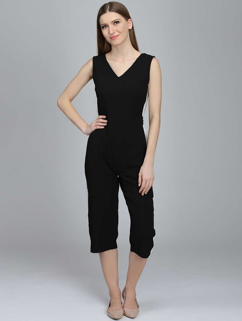 women black solid sleeveless jumpsuit - 22380752 -  Standard Image - 1