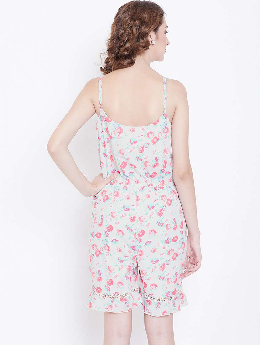 women floral print shoulder strap romper  - 22380757 -  Standard Image - 4