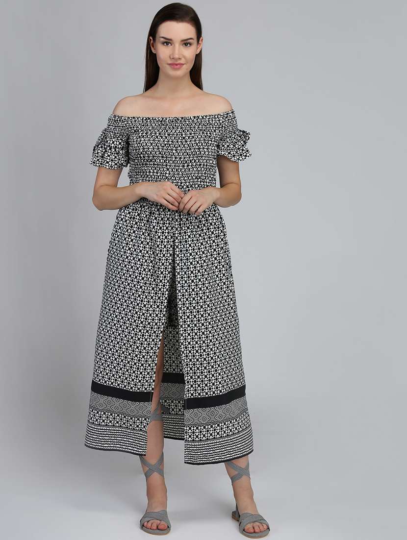 women printed off shoulder romper