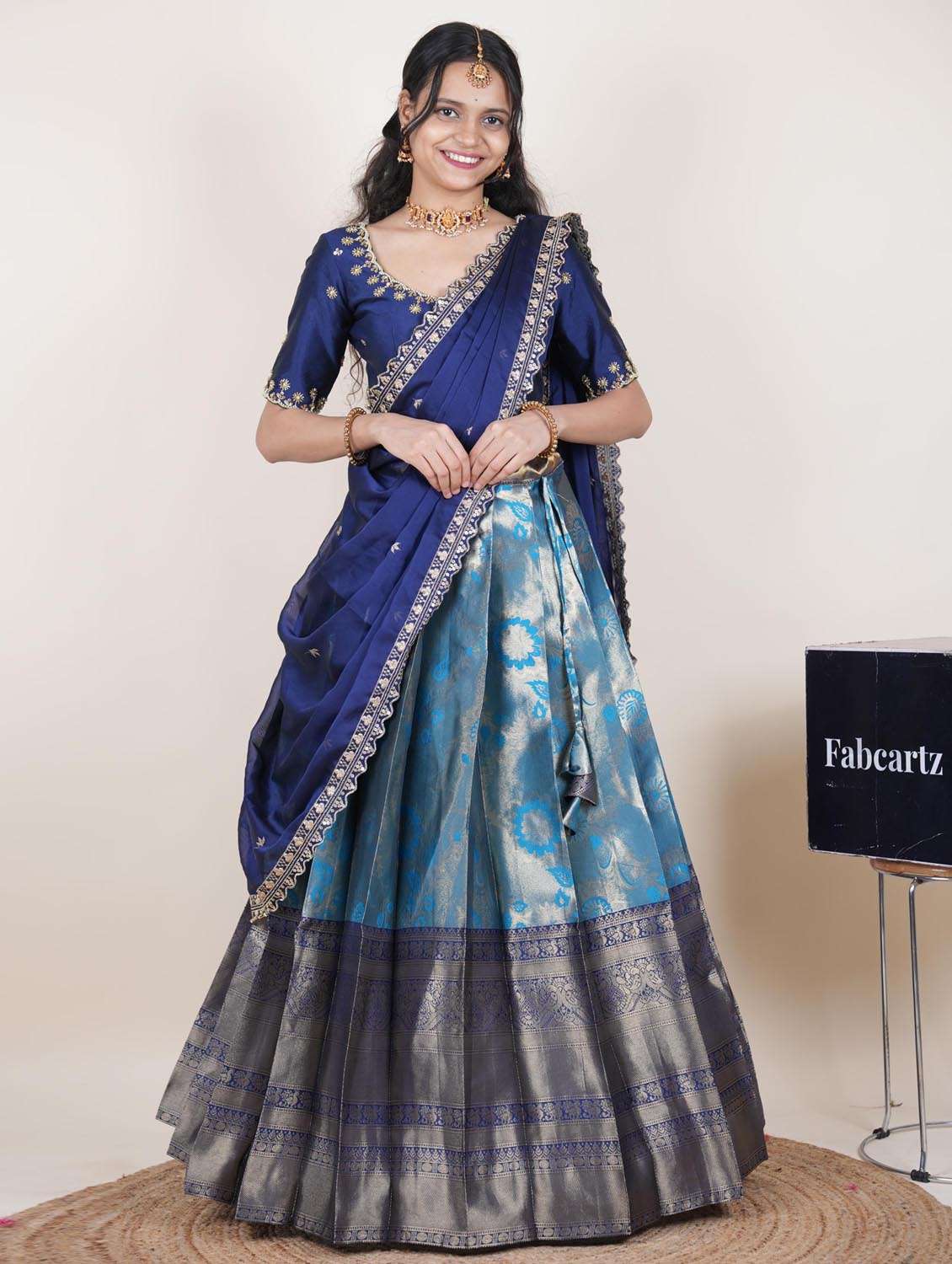 sea green silk flared lehenga - 22380797 -  Standard Image - 1