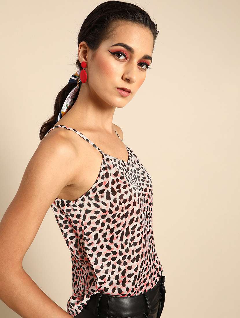 women animal print shoulder strap top - 22380826 -  Standard Image - 1