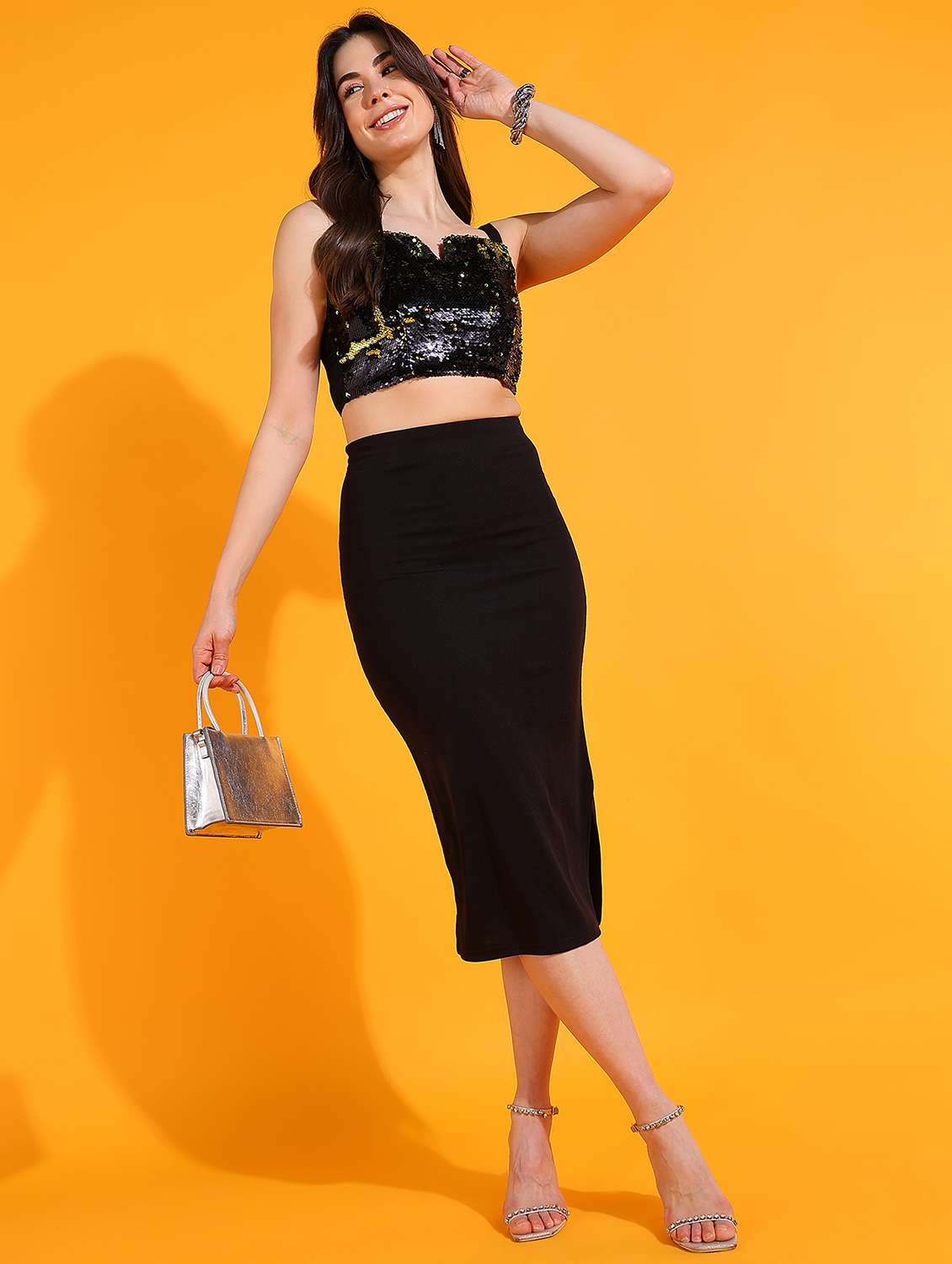 Women Sequined Shoulder Strap Crop Top - 22380835 -  Standard Image - 4