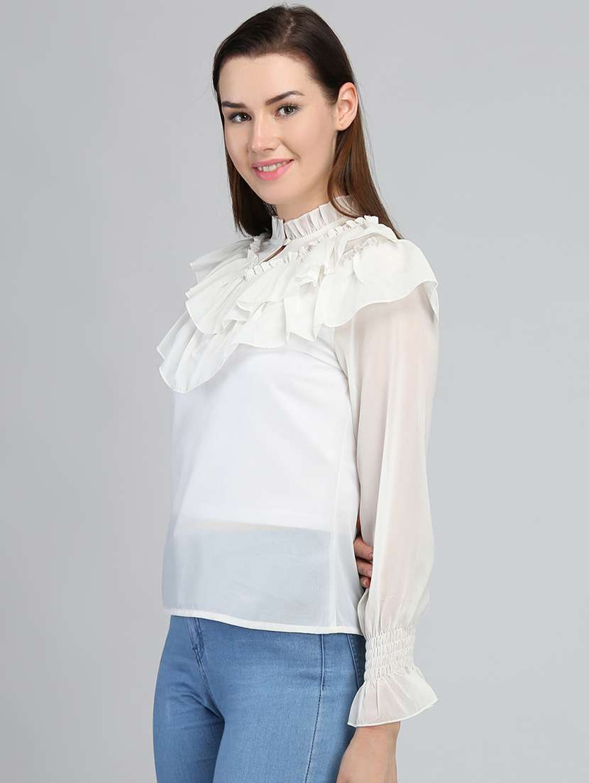 Women Solid Bell Sleeve Regular Top - 22380838 -  Standard Image - 1