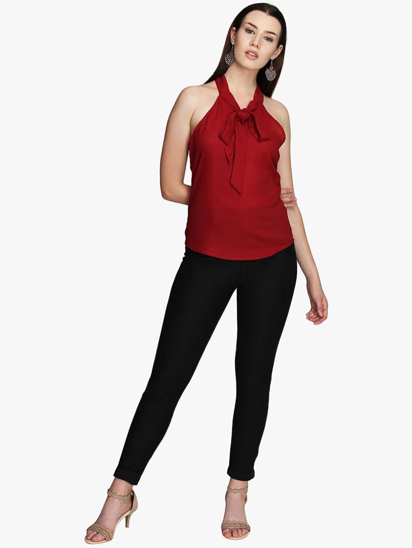 women solid halter neck regular top - 22380863 -  Standard Image - 4