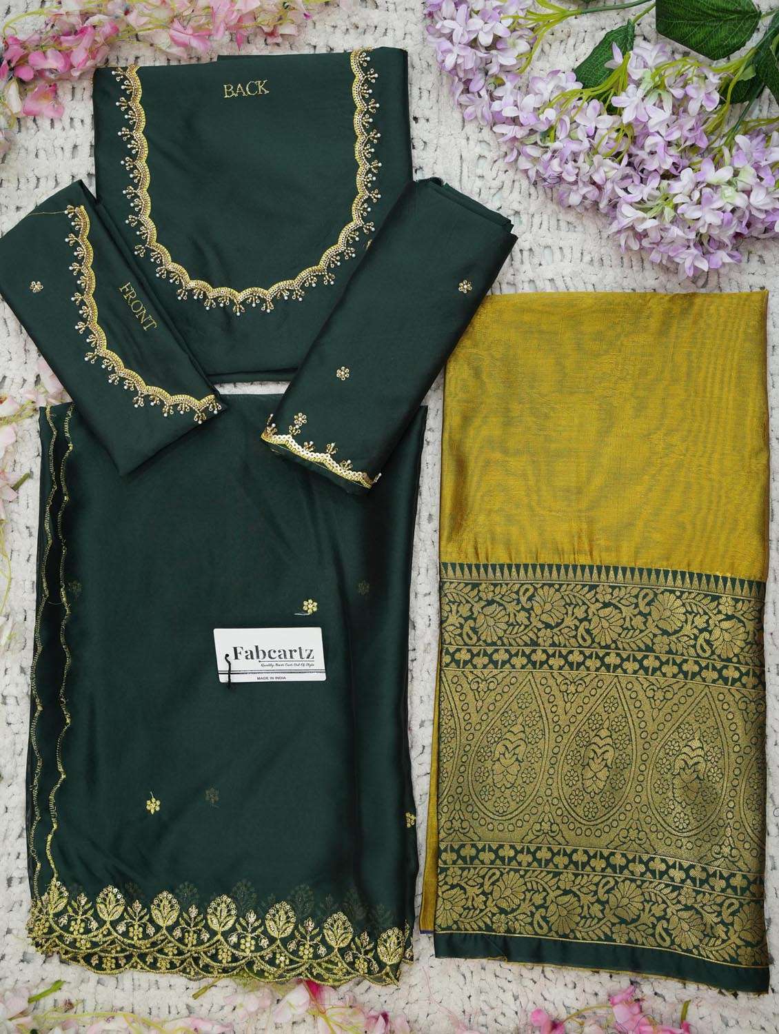 yellow silk flared lehenga