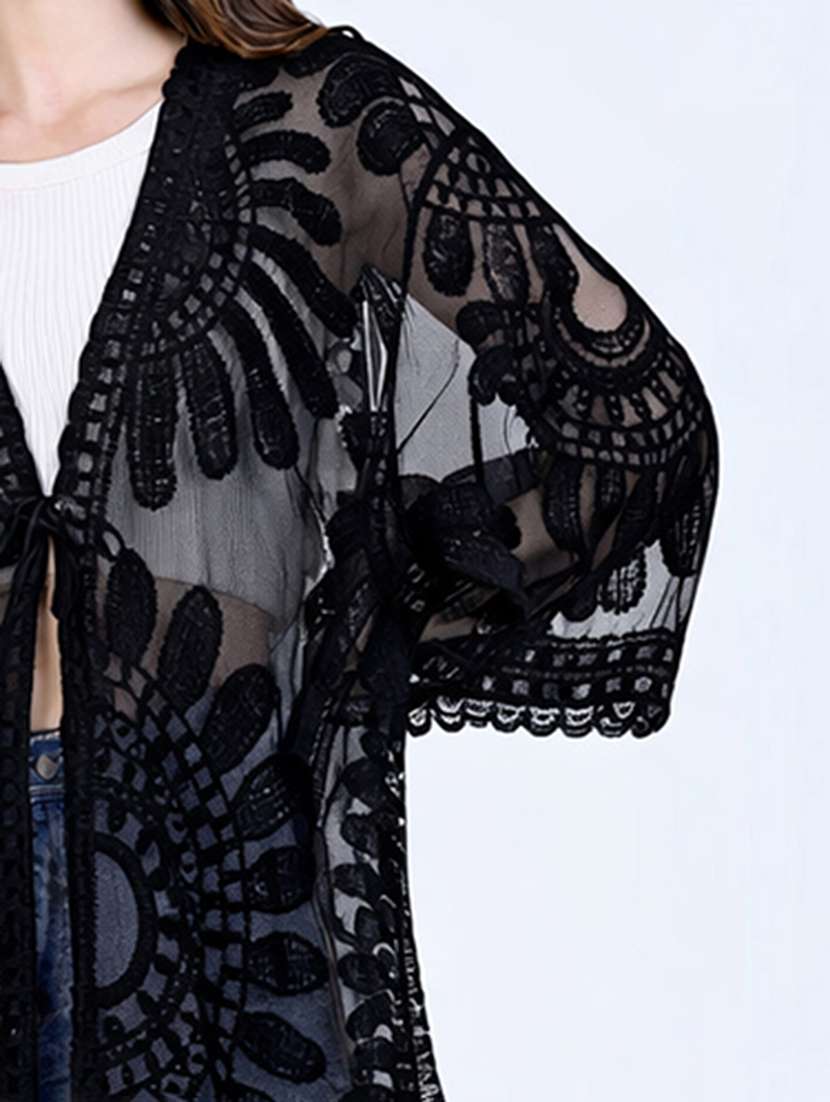 women self designed bell sleeve shrug - 22380925 -  Standard Image - 1