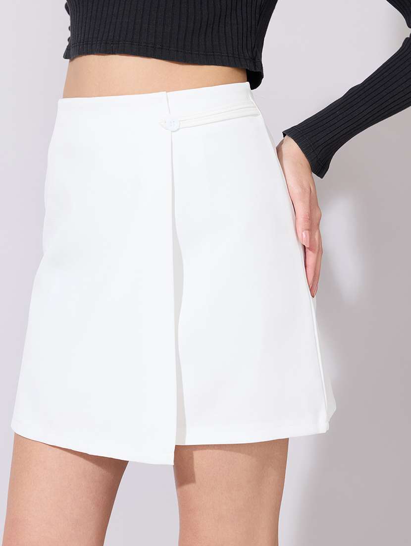 women solid high rise wrap skirt - 22380942 -  Standard Image - 1