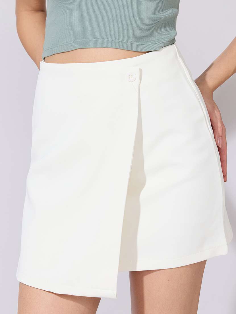 women solid high rise wrap skirt - 22380943 -  Standard Image - 1