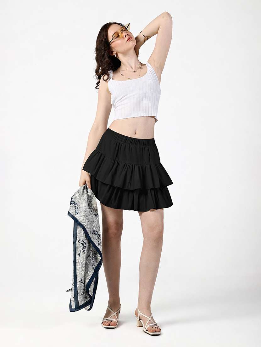 women solid mid rise layered skirt - 22380944 -  Standard Image - 4