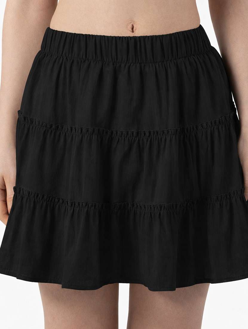 women solid mid rise tiered skirt - 22380946 -  Standard Image - 1