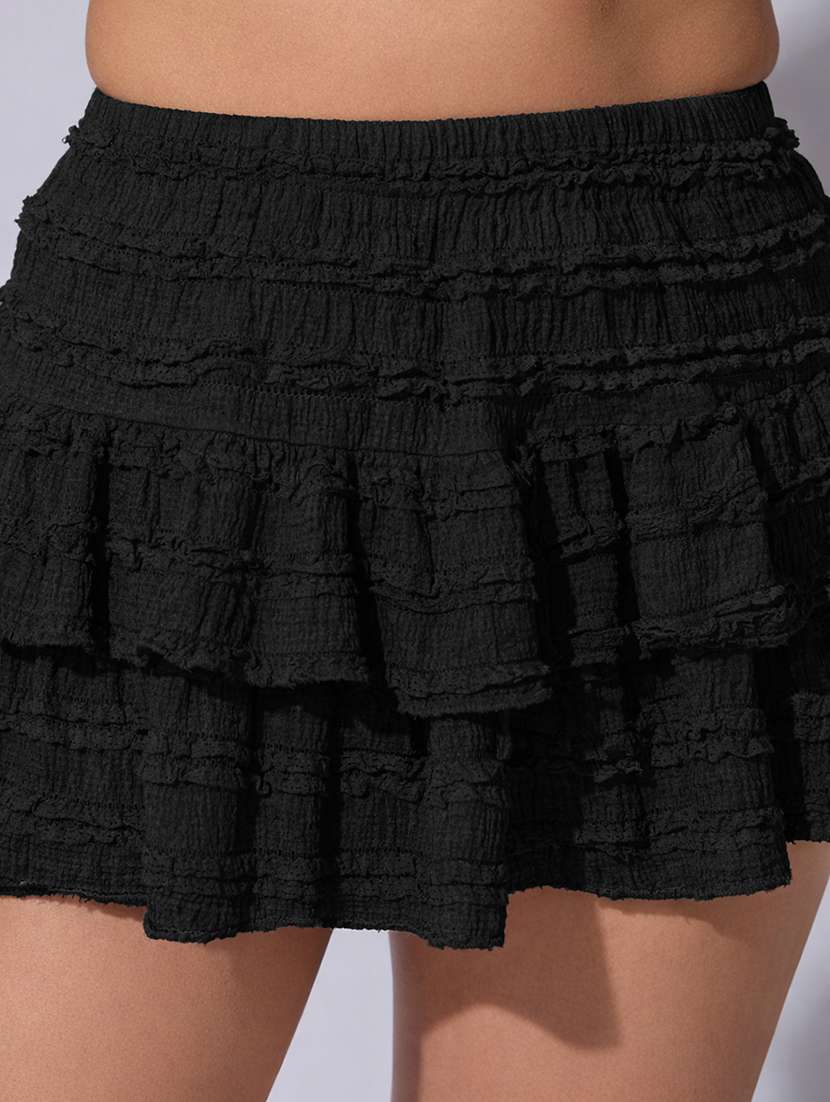 women solid high rise layered skirt - 22380948 -  Standard Image - 1