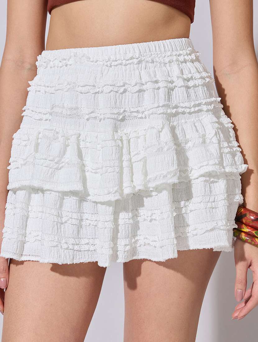 women solid high rise layered skirt - 22380949 -  Standard Image - 1