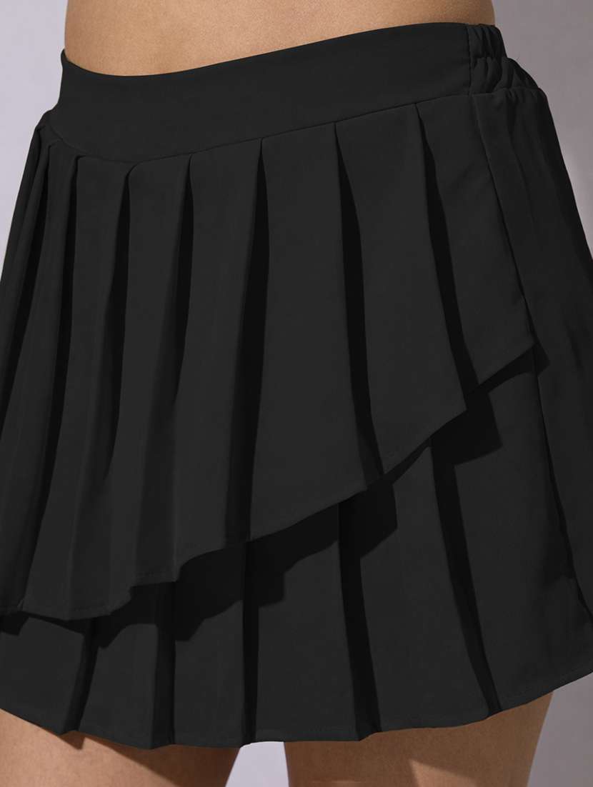 women solid high rise pleated skirt - 22380950 -  Standard Image - 1