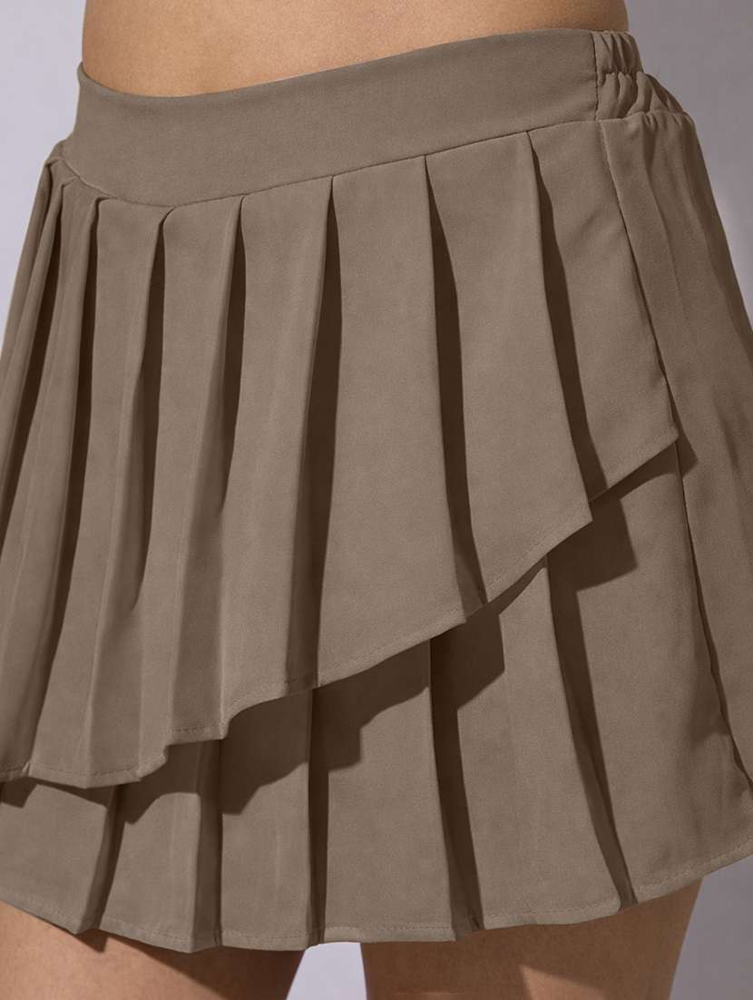 women solid high rise pleated skirt - 22380951 -  Standard Image - 1