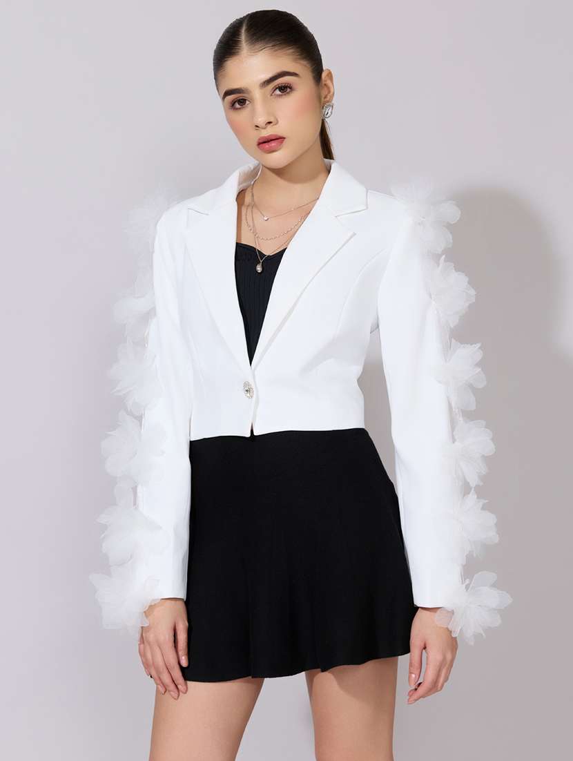 women self designed long sleeve casual blazer