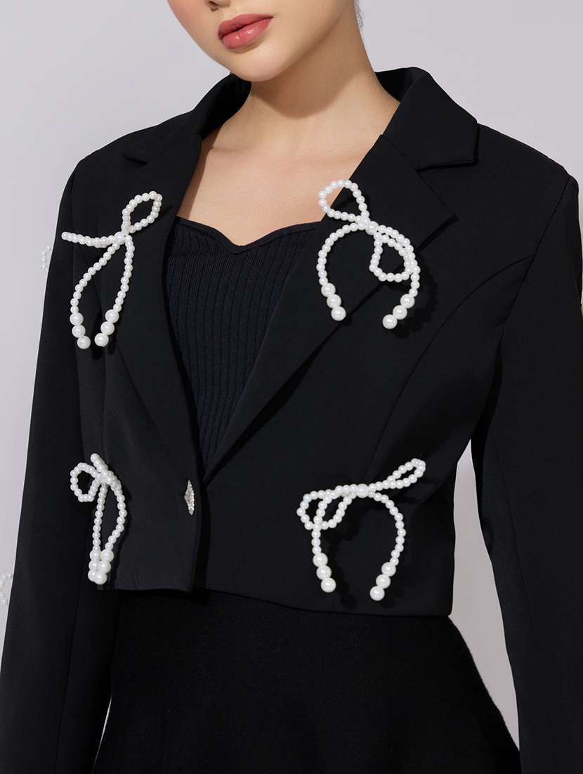 Women Solid Long Sleeve Crop Casual Blazer - 22380980 -  Standard Image - 1