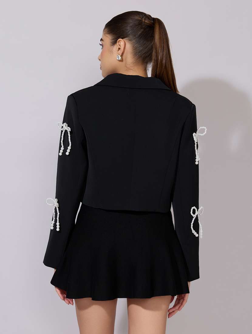Women Solid Long Sleeve Crop Casual Blazer - 22380980 -  Standard Image - 4