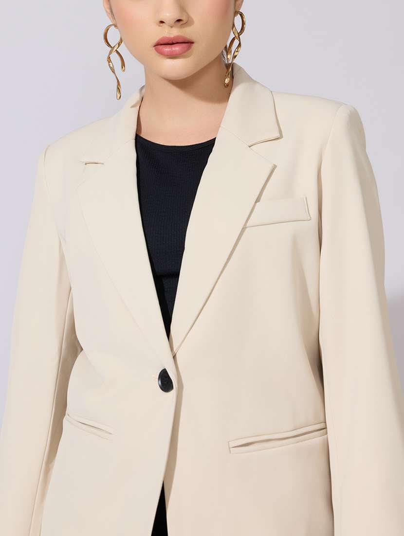 women solid long sleeve single breasted blazer - 22380981 -  Standard Image - 1