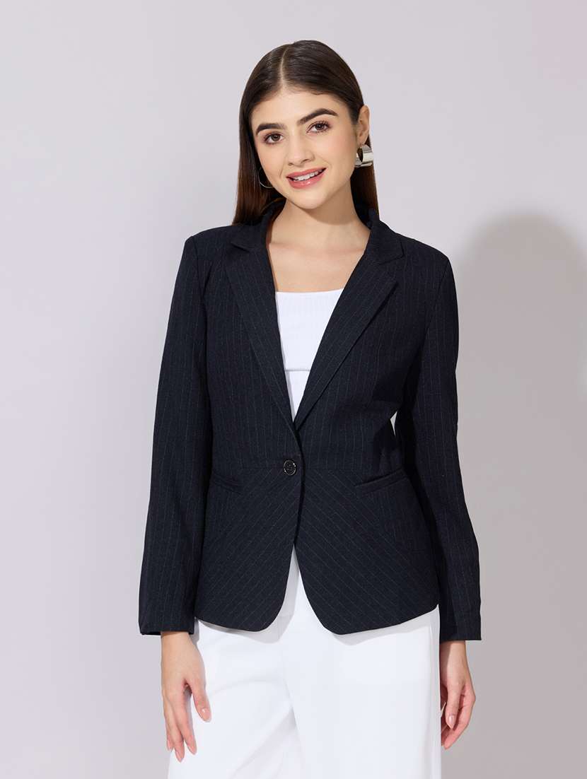 women solid long sleeve single breasted blazer - 22380984 -  Standard Image - 4