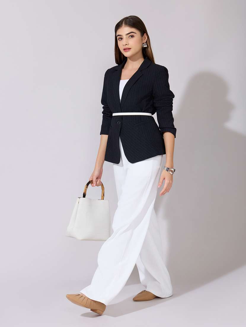 women solid long sleeve single breasted blazer - 22380984 -  Standard Image - 6