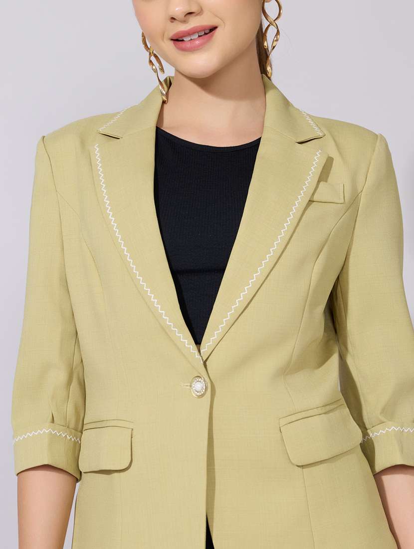 women solid long sleeve single breasted blazer - 22380986 -  Standard Image - 1