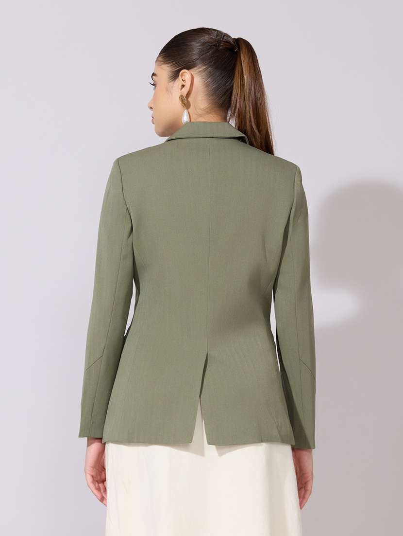 women solid long sleeve single breasted blazer - 22380988 -  Standard Image - 4