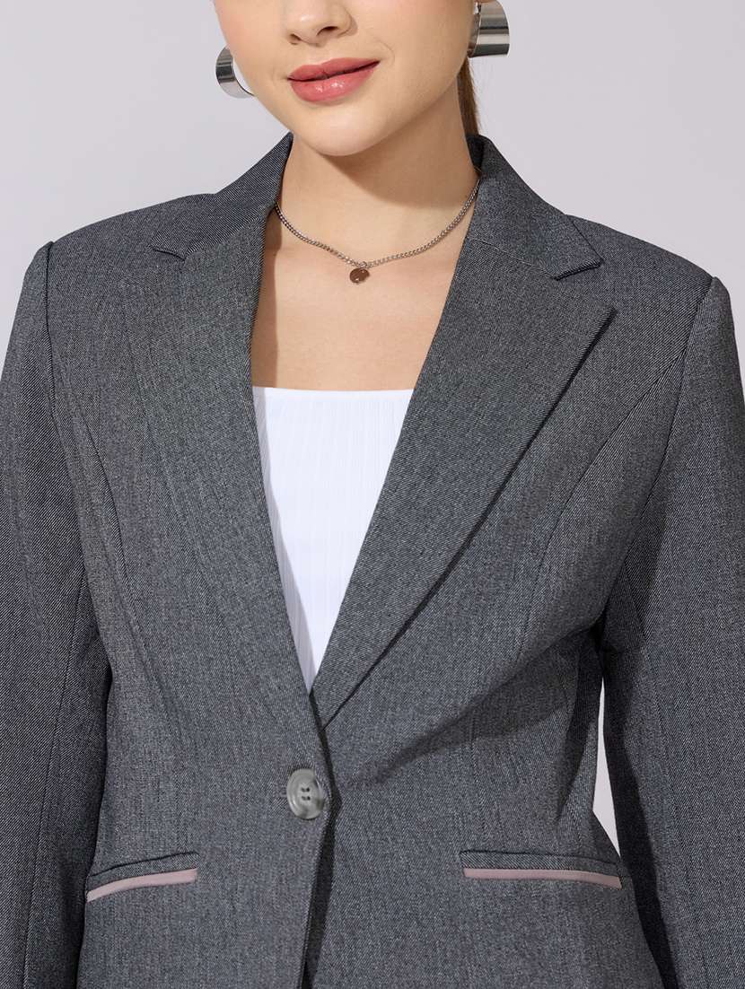 women solid long sleeve single breasted blazer - 22380989 -  Standard Image - 1
