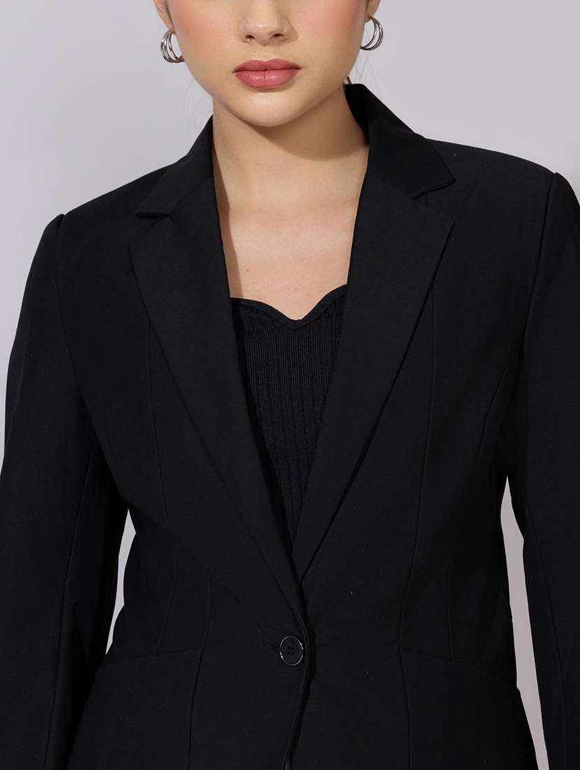 women solid long sleeve single breasted blazer - 22380990 -  Standard Image - 1