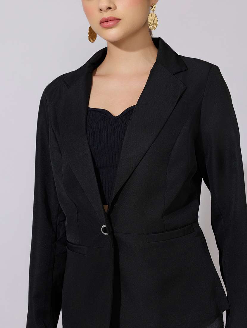 women solid long sleeve single breasted blazer - 22380992 -  Standard Image - 1