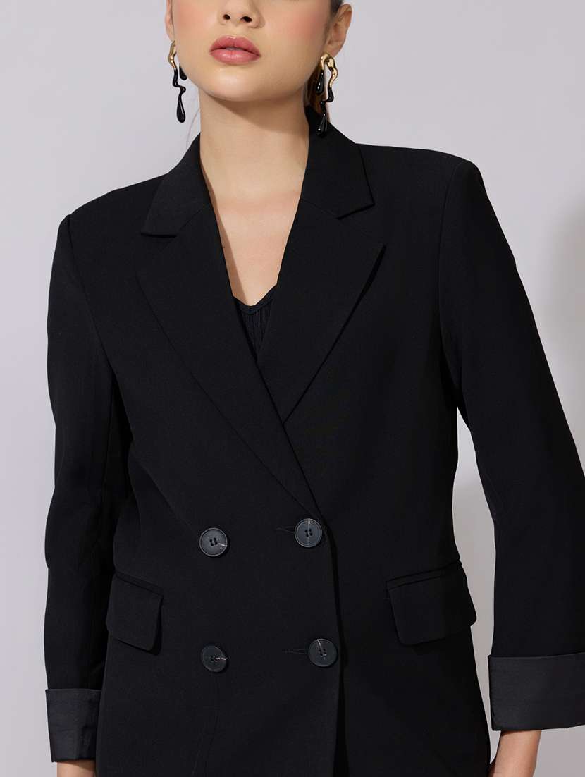 women solid long sleeve double breasted blazer - 22380993 -  Standard Image - 1