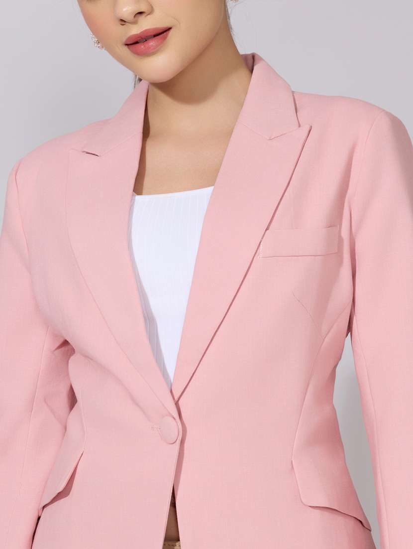 women solid long sleeve single breasted blazer - 22380995 -  Standard Image - 1