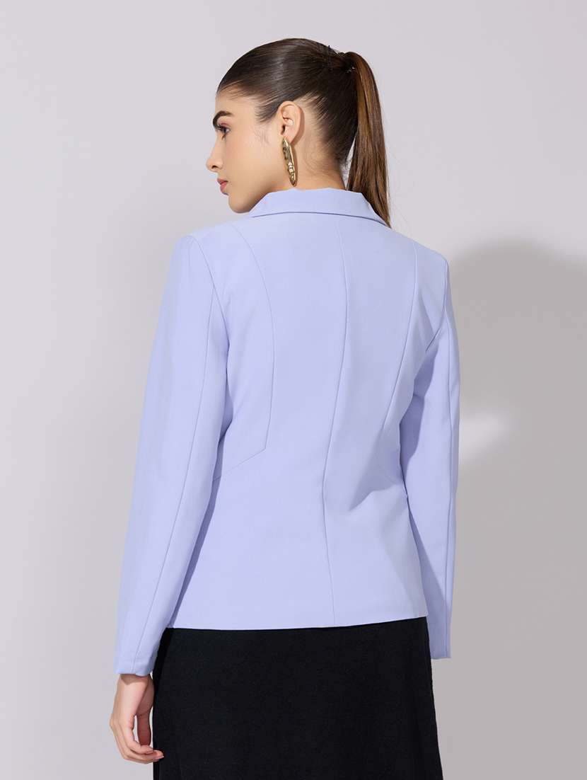 women solid long sleeve single breasted blazer - 22380997 -  Standard Image - 4