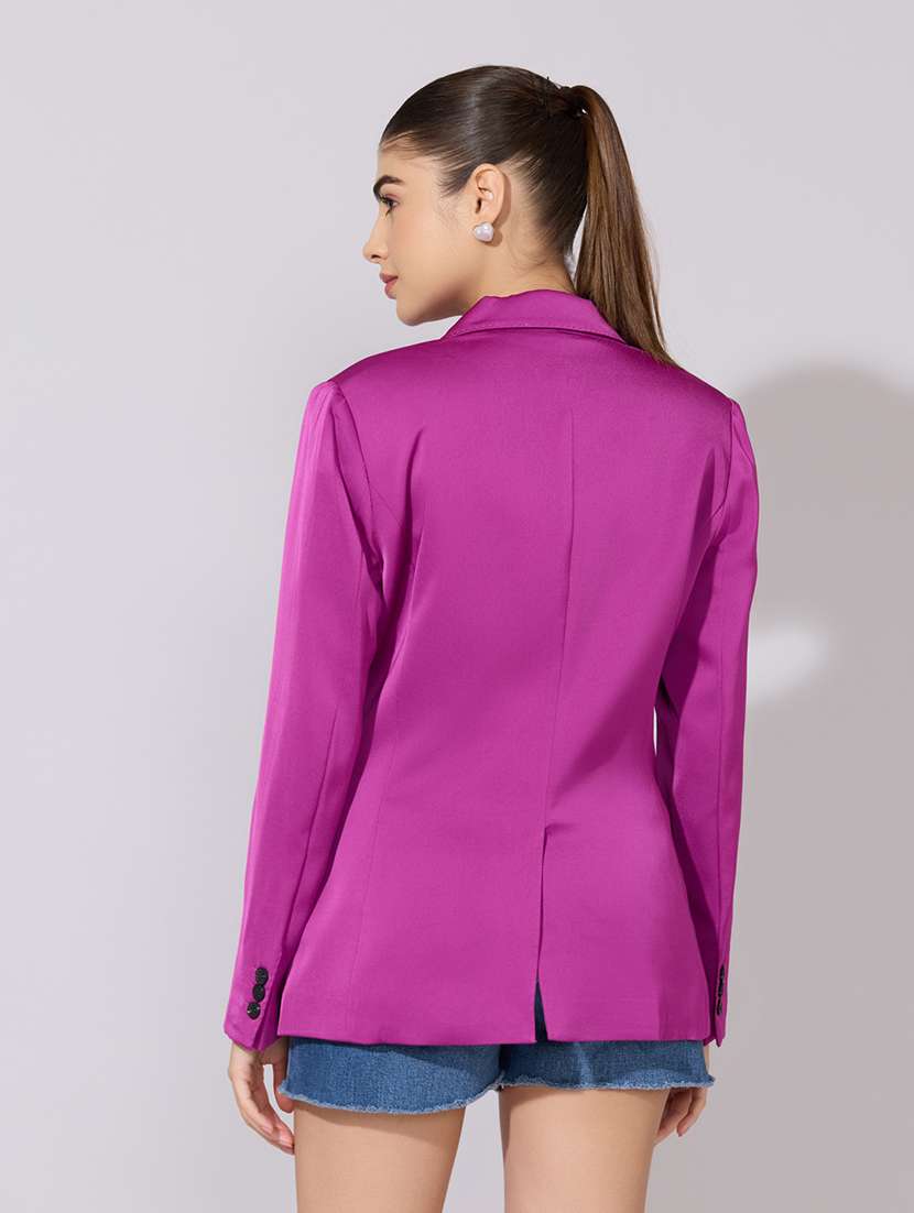 women solid long sleeve single breasted blazer - 22380998 -  Standard Image - 4