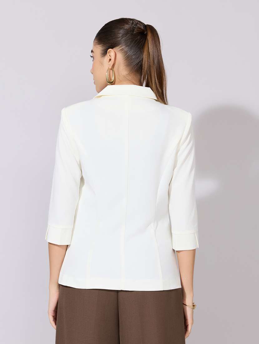 women solid long sleeve single breasted blazer - 22380999 -  Standard Image - 4