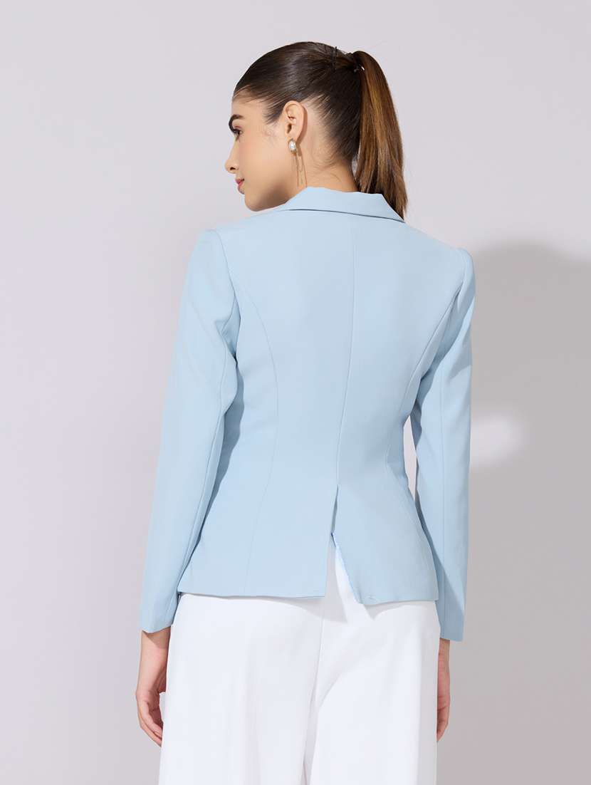 women solid long sleeve single breasted blazer - 22381001 -  Standard Image - 4